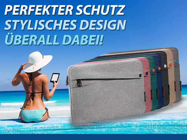PEDEA Tablet Tasche 9, 10 - 11 Zoll Hülle Case Sleeve mit Zubehörfach, türkis