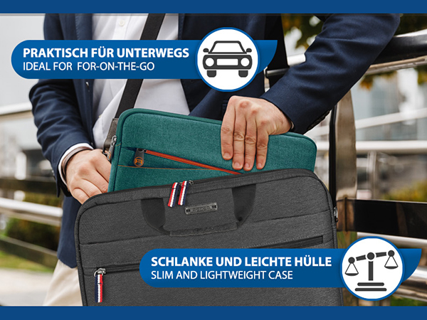 PEDEA Tablet Tasche 9, 10 - 11 Zoll Hülle Case Sleeve mit Zubehörfach, türkis
