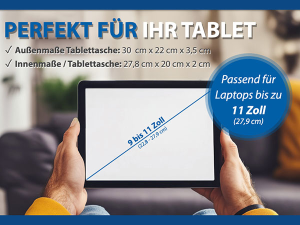 PEDEA Tablet Tasche 9, 10 - 11 Zoll Hülle Case Sleeve mit Zubehörfach, türkis
