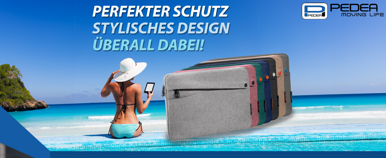 PEDEA Tablet Tasche 9, 10 - 11 Zoll Hülle Case Sleeve mit Zubehörfach, türkis
