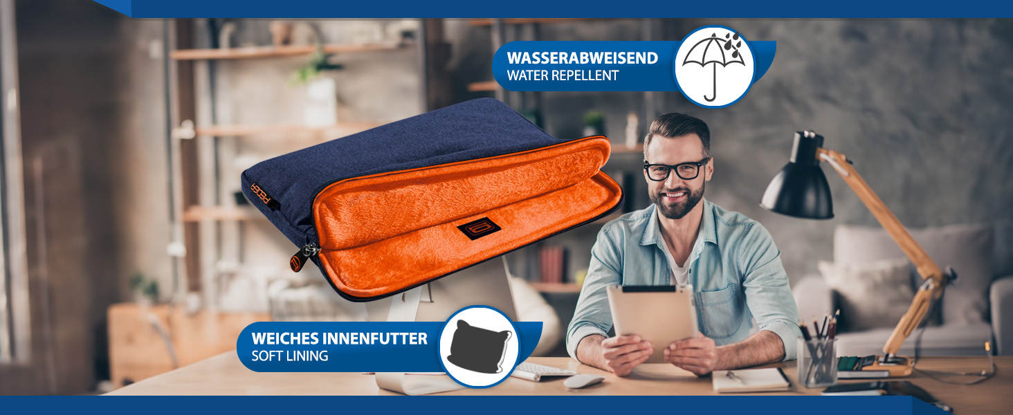 PEDEA Tablet Tasche 9, 10 - 11 Zoll Hülle Case Sleeve mit Zubehörfach, türkis